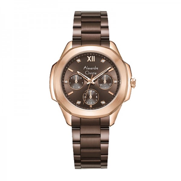 Alexandre Christie AC 2A28 Day Date Rosegold Brown BFBROBO